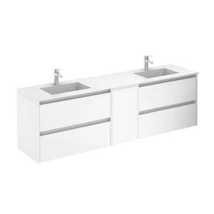 Samoa 76 inches wall mounted Bathroom Vanity 4 drawers, 1 door. Matte double sink console Roca Group