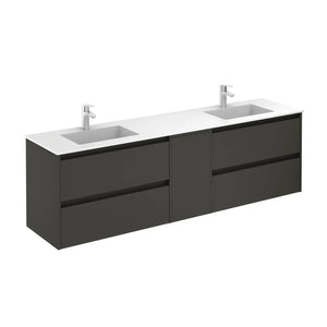 Samoa 76 inches wall mounted Bathroom Vanity 4 drawers, 1 door. Matte double sink console Roca Group