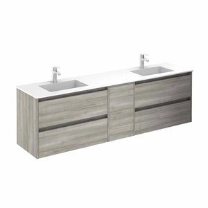 Samoa 76 inches wall mounted Bathroom Vanity 4 drawers, 1 door. Matte double sink console Roca Group