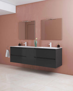 Samoa 76 inches wall mounted Bathroom Vanity 4 drawers, 1 door. Matte double sink console Roca Group