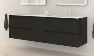Samoa 60 inches wall mounted Bathroom with double sink console. Contemporary vanities Roca Group