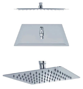 Sofia 10", 12", 16" Square Ultra Thin Rain Shower Head, Polished chrome. Aquassent