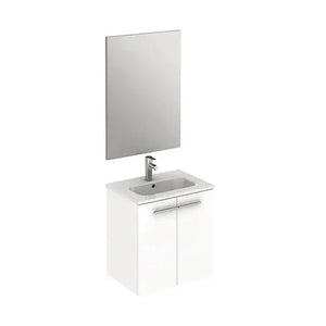 Pack Stay 20 inches floating small bathroom Vanity with sink console and mirror. Contemporary small bathroom cabinet. Roca Group