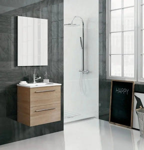Pack Stay 20 inches wall mounted bathroom Vanity 2 drawers with ceramic sink console and mirror Roca Group