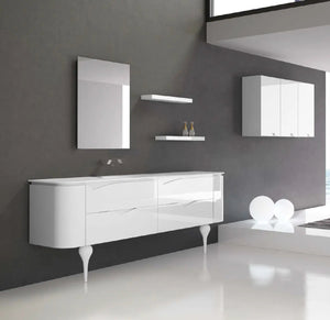 Vienna Contemporary Floating 79" single sink bathroom vanity. White glossy Secret Bath