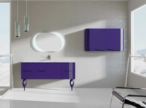 Vienna Contemporary Floating 63" single sink bathroom vanity. Purple glossy Secret Bath