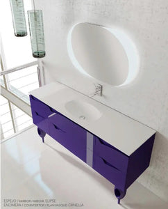 Vienna Contemporary Floating 63" single sink bathroom vanity. Purple glossy Secret Bath
