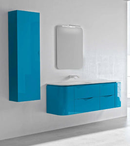 Vienna Contemporary Floating 60" single sink bathroom vanity. Aqua Lactea glossy Secret Bath