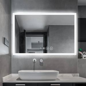 Times LED mirror . Touch sensor, defogger, temperature (°F ) and clock Secret Bath