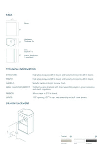 Pack Piccolo 18 inches floating small bathroom Vanity with sink and mirror. Roca Group