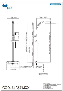 Tetra thermostatic shower column. Shower system set MZ