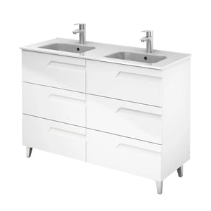 Tirare 48" Double Bathroom Vanity with drawers. Double sink console, ceramic Roca Group