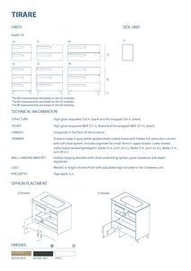 Tirare 48" Double Bathroom Vanity with drawers. Double sink console, ceramic Roca Group