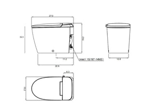 Ultra, elongate tankless bidet Toilet, Floor Mount, White Vitreous China. Celite by Roca Roca