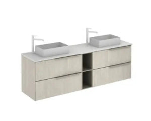 Milan 72 inches double sink bathroom Vanity 4 Drawers, 1 open module. Roca Group