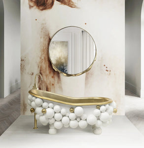 Newton White Gold burbles free standing Luxury Bathtub MV
