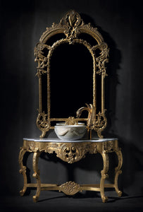 Isabel Baroque Bathroom console 51". Antiquary Gold leaf. Coleccion Alexandra