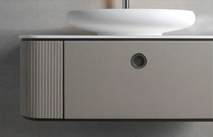 Tubular wall mounted bathroom vanity 40". Brown Leather Upholstery Coleccion Alexandra
