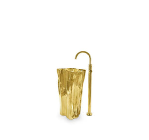 Eden 28" Polished brass bathroom vanity. Bathroom pedestal integrated sink. MV