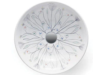 Floral I bathroom vessel sink designed by Claudia Iza Bathco
