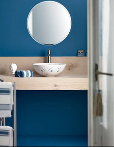Rhodon bathroom matte white vessel sink designed by Emeric Minaya Bathco