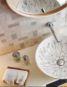Floral I bathroom vessel sink designed by Claudia Iza Bathco
