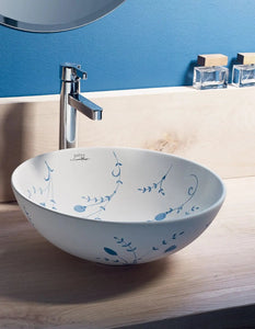 Rhodon bathroom matte white vessel sink designed by Emeric Minaya Bathco
