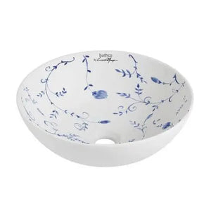 Rhodon bathroom matte white vessel sink designed by Emeric Minaya Bathco