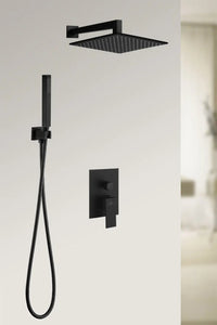 Leon matte black complete shower set  .Shower System 10 Inches. Aquassent