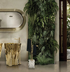 Eden 28" Polished brass bathroom vanity. Bathroom pedestal integrated sink. MV