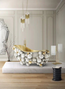 Newton White Gold burbles free standing Luxury Bathtub MV