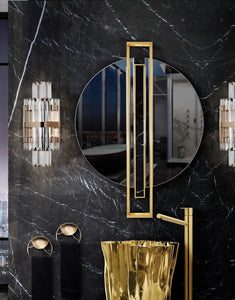 Eden 28" Polished brass bathroom vanity. Bathroom pedestal integrated sink. MV
