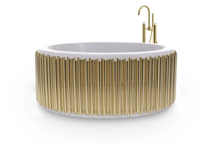 Symphony round polished brass- white Luxury Bathtub MV