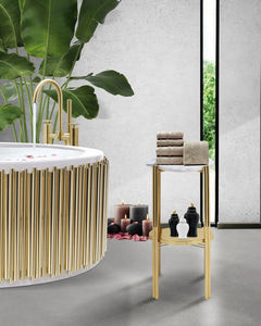 Symphony round polished brass- white Luxury Bathtub MV