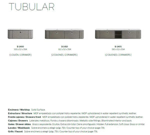 Tubular wall mounted bathroom vanity 40". Brown Leather Upholstery Coleccion Alexandra