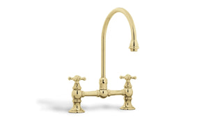 Victorian Two holes bathroom sink faucet. Polished gold MV