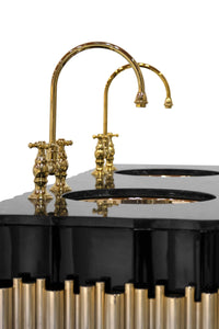 Victorian Two holes bathroom sink faucet. Polished gold MV
